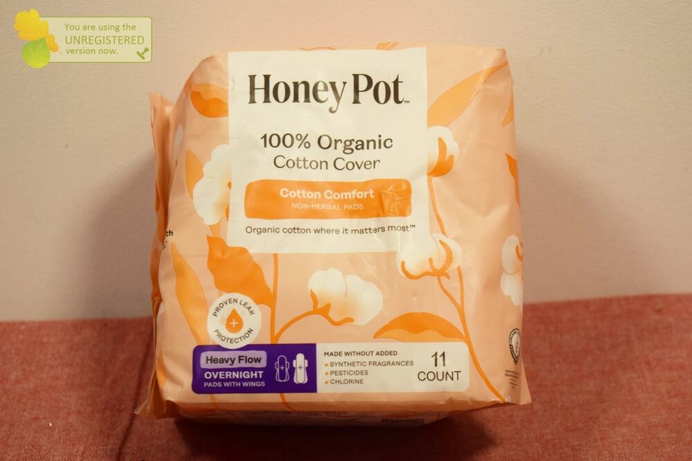 Honey Pot 100% Organic Cotton Comfort Cover Heavy Flow Overnight Pads 11 ct